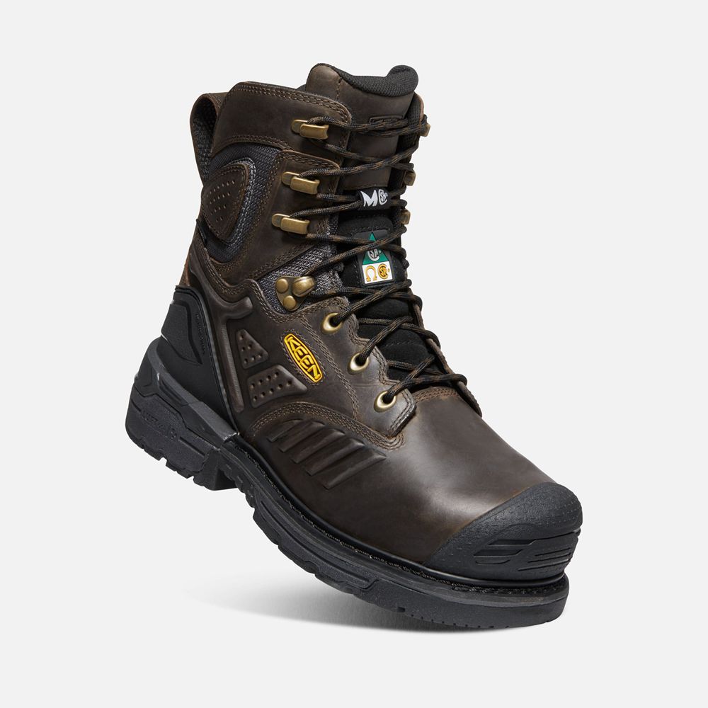 Keen Trekking Bot Erkek Siyah Kahverengi - Csa Philadelphia 8\" Internal Met Waterproof (Carbon-Fiber